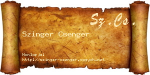 Szinger Csenger névjegykártya